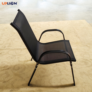 Uplion Patio Metal Dining Stacking Garden <strong>Chair</strong> With <strong>Arm</strong> Comfort Flex Material Popular <strong>Black</strong> Outdoor Metal Stacking <strong>Chair</strong> - Product Image 4