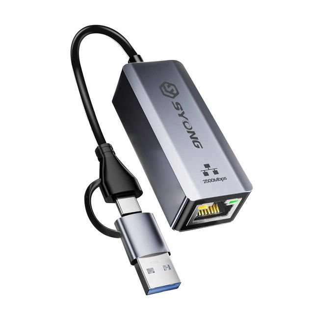 SYONG 2.5G Network Adapter PC Accessory Small Case; the Connector Data Transfer Connector Ethernet LAN Converter