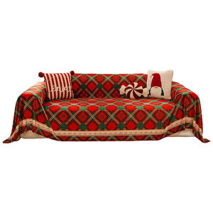 Sky Christmas Sofa Cover Plaid Pattern Polyester Blend Washable Pad Type Sofa <b>Slipcover</b> for Living Room Decoration - Product Image 1