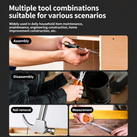 Kit d'outils à main multifonction pour la maison avec marteau à griffes, testeur de tension, stylo, ruban à mesurer pour l'entretien électrique