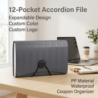 Porte-documents extensible portable Weishu en PP, classeur accordéon à 12 poches avec cordon pour cartes, coupons et reçus A6
