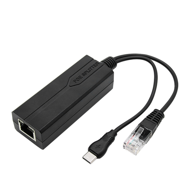 100Mbps 802.3af/at Active PoE Splitter 24V 48V to 5V 12V 1A-2.4A USB DC RJ45 Y Cable Adapter for IP Camera CCTV Security System