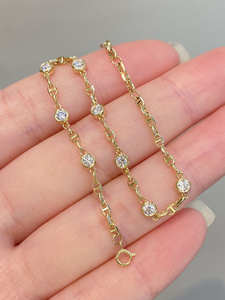 Pulsera Xinfly Classic de Oro Amarillo de 18k con Diamante Natural de 1.00ct y Cadena de Burbujas Tipo Nariz de Cerdo - Product Image 1