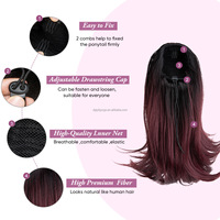 Meilleure Vente Extensions de Cheveux en Queue de Cheval Synthétique à Cordon de Serrage de 14 Pouces, Postiche avec Filet de Protection Rétrograde