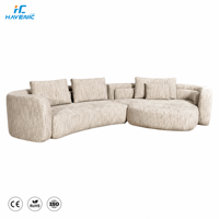 Modernes Gebogenes L-förmiges Cloud-Sofa aus Bouclé-Chenille-Stoff mit Kissen Übergroßes Modulares Ecksofa Wohnzimmermöbel