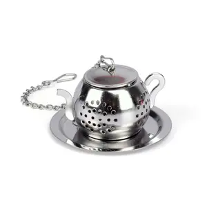 Factory Wholesale Stainless Steel Silver Teapot Shaped Infuser with Chain