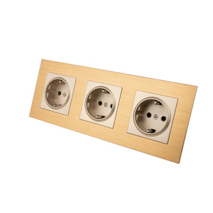 Interruptores de pared de luz eléctrica MVAVA de aleación de aluminio estándar de la UE y enchufes triplete DIY para hotel en casa - Product Image 4