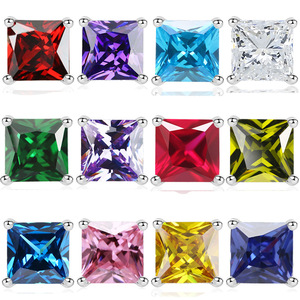 Pendientes <span class=keywords><strong>de</strong></span> Plata <span class=keywords><strong>de</strong></span> Ley S925 Minimalistas Más Vendidos, Joyería con Circonita Cúbica <span class=keywords><strong>de</strong></span> Corte <span class=keywords><strong>Princesa</strong></span>, Pendientes Geométricos para Mujer - Product Image 6