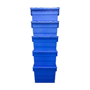 Blue Plastic Turnover <b>Crates</b> With Lids <b>Stackable</b> For Food Pharmacy Logistics Storage PP Material Injection Molding - Product Image 4