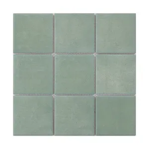 4x4 inch square injek green stone look unglazed porcelain for bathroom wall shower floor swimming pool non slip tile