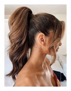 Extensions de cheveux queue de cheval lisses en soie, 100 % cheveux humains brésiliens Remy vierges de haute qualité, tissage double à la machine - Product Image 1