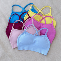 Soutien-gorge de sport Yoga à dos croisé, maintien élevé, en nylon haute élasticité, sans coutures, pour femme, idéal pour la gym et l'entraînement, personnalisable avec logo
