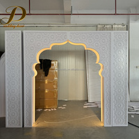 Arche de toile de fond LED JINDA à motif floral marocain, transparente, avec éclairage doré, sculptée, pour décoration d'événements