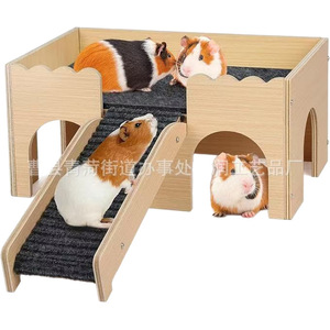Casa de Madera para Cobayas, Rectangular, Multifuncional, Hábitat para Animales Pequeños, para Hámsteres, Uso en Exteriores - Product Image 5