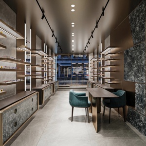Design d'intérieur moderne pour magasin de lunettes de soleil, présentoirs personnalisés pour lunettes, mobilier de magasin d'optique - Product Image 5