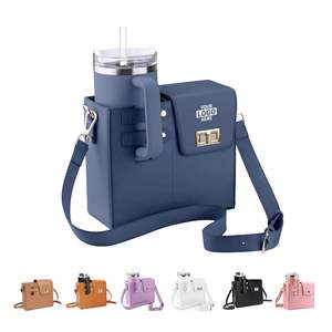 Bolsa de Almacenamiento para Botellas de Agua, Portátil, para Mujer, con Soporte para Botellas Deportivas, Material PU, Bolsa Portavasos - Product Image 2