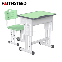 Ensemble bureau et chaise pour enfants, plateau en MDF avec structure en acier robuste et réglage en hauteur pour l'école