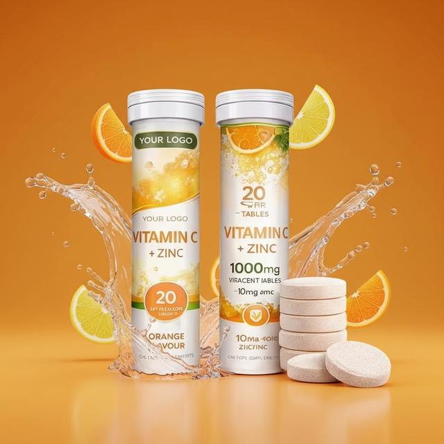 China Supplier Custom Formula Logo Package Vitamin C Raspberry Effervescent Tablet Fast Dissolving Adult Teenagers Sugar Free