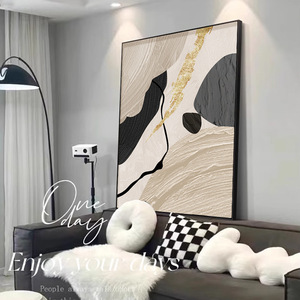 Cuadro Abstracto al Óleo sobre Lienzo con Marco Dorado, Rectangular, Moderno y Minimalista, Pintura Decorativa para Sala de Estar, Mural para Entrada - Product Image 2