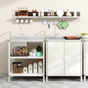 <span class=keywords><strong>Armoire</strong></span> <span class=keywords><strong>de</strong></span> <span class=keywords><strong>rangement</strong></span> extérieure moderne et durable Homniture, <span class=keywords><strong>armoire</strong></span> en métal multi-usages à trois niveaux avec évier - Product Image 3