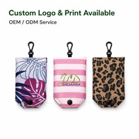 Tas Belanja Lipat Motif Kartun JLD Brand RPET210 Poliester dengan Pegangan Bahu, Portabel, Hadiah Promosi, Iklan, Grosir