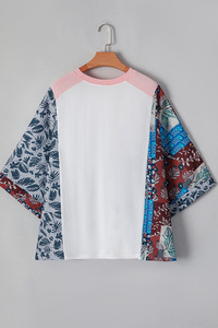 Chemisiers décontractés d'été 2026 pour femmes, style western vintage, en mélange polyester-coton, à manches chauve-souris <span class=keywords><strong>trois</strong></span> quarts, imprimés feuilles et bottes - Product Image 6