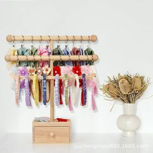 Estante de almacenamiento de diademas de madera para bebés, organizador de diademas de varias capas para escritorio, organizador de joyas de madera maciza para accesorios infantiles - Product Image 2