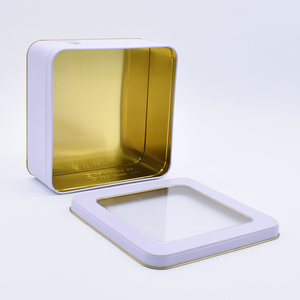 Caja de Metal para galletas de grado alimenticio, lata de Navidad con ventana de Pvc, caja de lata personalizada, cajas de Metal cuadradas para dulces, embalaje de pasteles - Product Image 3