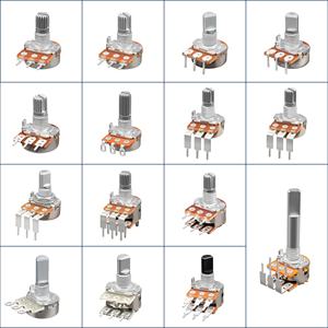 Potenciômetro Rotativo com Eixo Metálico b50k wh148 Potenciômetro com Interruptor Potenciômetro Simples Duplo com Acabamento Texturizado Soundwell RD16 - Product Image 6