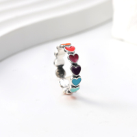Bague en argent sterling S925 James Avery vintage en forme de cœur, jolie bague émaillée superposée, cœur ajouré tendance