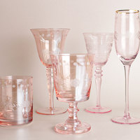 Ensemble de verres à vin en cristal sculpté de style vintage rose clair, artisanal, de luxe léger, Sunyo SET0015, capacité 401-500 ml, pour vin rouge