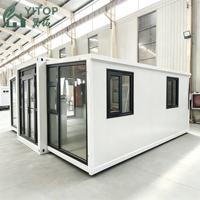 Maison conteneur pliable anti-ouragan 20ft 40ft, maison modulaire préfabriquée, pliable, étanche, isolée, avec structure en acier