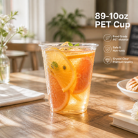 Gobelet jetable en plastique transparent empilable de qualité alimentaire PET 89-10oz avec couvercles pour boissons froides