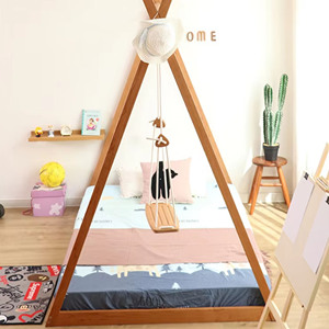 Twin <b>Bed</b> <b>Frame</b> Kids Floor <b>Bed</b> Wood Montessori <b>Bed</b> with House <b>Frame</b> Slats Solid Wood for Kids - Product Image 5