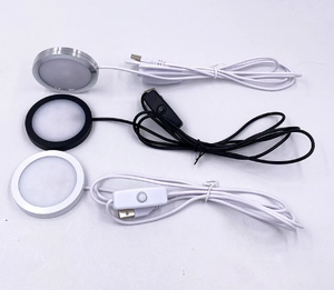 초박형 LED 라이트베이스 USB 5V 12 캐비닛 퍽 라이트 따뜻한 흰색 RGB 색상 플라스틱 현대 침실 DIY - Product Image 3