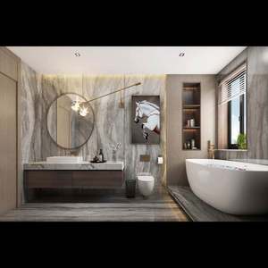 Meubles de salle de bain en bois haut de gamme sur mesure au prix d'usine, vasque moderne plate avec lavabo - Product Image 3