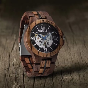 Luxury Men's Stainless Steel Mechanical Wood <b>Watch</b> <b>Automatic</b> <b>Custom</b> <b>Logo</b> Hollow Analog Design Factory Best Quality OEM Shanghai - Product Image 4