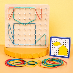 QINGTANG CRAFTS Tablero de Clavijas de Madera con Patrones, Juguete Creativo, <span class=keywords><strong>Geoboard</strong></span> de Madera - Product Image 3