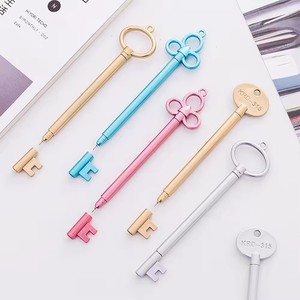 Novelty Student Retro Key Shape Banner Plastic <b>Ballpoint</b> <b>Pen</b> 0.5mm Black/Blue Ink Non-Erasable Silk Print/Laser - Product Image 1