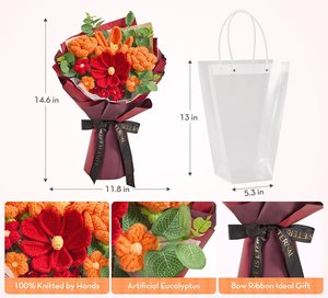 Regalos Elegantes 2026, Flores Tejidas a Crochet, Ramo de Rosas y Girasoles, Flores Hechas a Mano <span class=keywords><strong>para</strong></span> el Día de la <span class=keywords><strong>Madre</strong></span>, el Día del Padre y San Valentín - Product Image 3