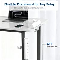 Multiprise de bureau blanche à fixation par pince, homologuée ETL, protection contre les surtensions, 5 prises CA, 4 ports USB-C 20W à charge rapide