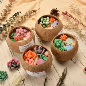 MUYULINS FACTORY Handmade succulent plant flower mold, used candles and cactus, LFGB-grade <b>silicone</b> mold for candle making - Product Image 1