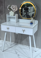 Bureau de maquillage minimaliste blanc moderne pour petits appartements Panneau de fibres de bois de densité moyenne avec miroir éclairé pour hôtel