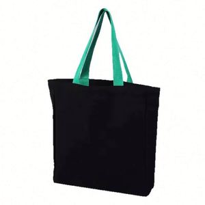 Sac fourre-tout en toile noire personnalisé pour femmes avec imprimé de dessins animés et fermeture à glissière, sac à dos promotionnel - Product Image 1