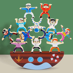 COMMIKI Balance Blocs <span class=keywords><strong>de</strong></span> Construction Enfants Balance Jouet En Bois <span class=keywords><strong>Bateau</strong></span> <span class=keywords><strong>Pirate</strong></span> En Bois Balance Jouet - Product Image 3