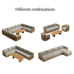 Ensemble <span class=keywords><strong>de</strong></span> canapés <span class=keywords><strong>de</strong></span> patio <span class=keywords><strong>de</strong></span> luxe <span class=keywords><strong>pour</strong></span> hôtel, base en teck massif, corde tressée, résistant aux intempéries, <span class=keywords><strong>pour</strong></span> resort - Product Image 5