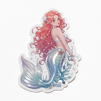Autocollants personnalisés sirène anime, impression UV en relief, découpe, gaufrage, vernis 3D, vinyle PVC texturé, autocollants créatures fantastiques