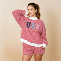Haut à col montant rayé pour femme avec logo personnalisé, vente en gros OEM, impression et broderie, hauts décontractés