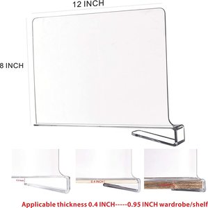 <span class=keywords><strong>Séparateur</strong></span> d'<span class=keywords><strong>étagère</strong></span> en acrylique transparent en forme de L, <span class=keywords><strong>séparateur</strong></span> de placard durable et transparent, outil de rangement domestique pour la vente au détail et l'usage quotidien - Product Image 2