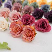 Petites têtes de roses artificielles en plastique, tissu de soie polyester, motif gaufré pour la décoration intérieure, les mariages et les travaux manuels